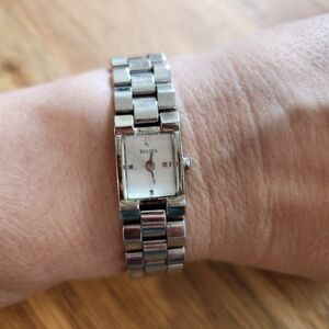 Bulova Womens Cocktail Silver Watch with White Dial